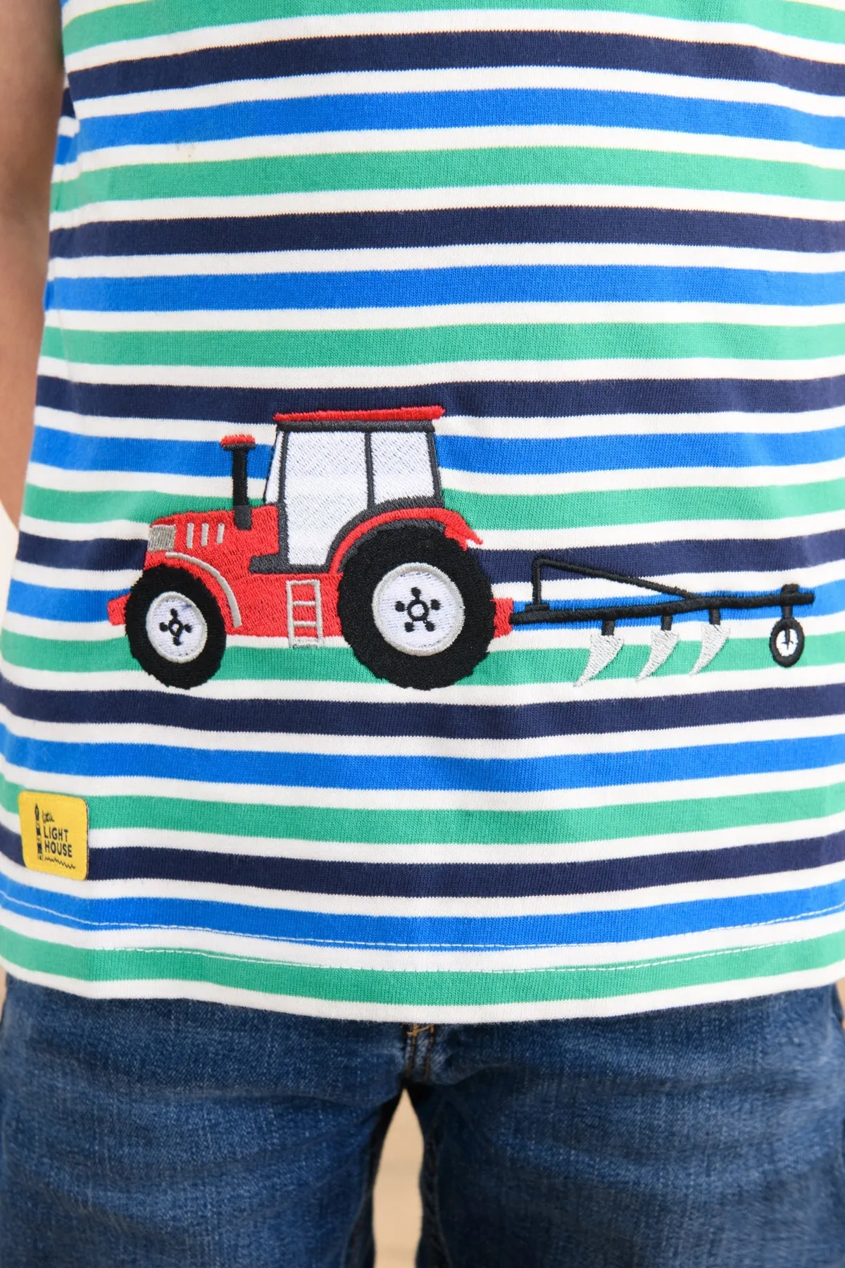 Oliver Short Sleeve Top - Peagreen Stripe Tractor