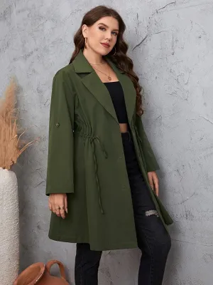 Plus Size Collar Sleeve Trench Coat