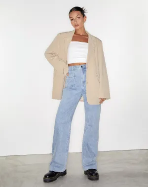 Retro Pocket Flare Jeans in Super Light Wash