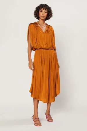 Ruche Cap  Dress- Saffron