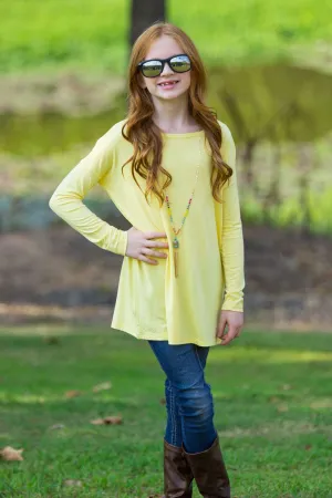 SALE-The Perfect Kids Long Sleeve Piko Top-Yellow