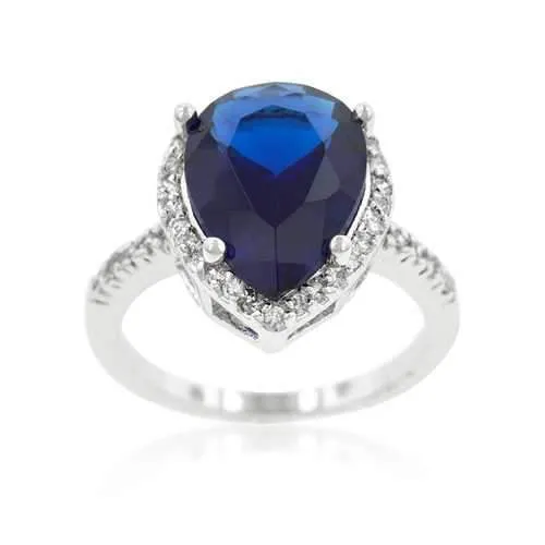 Sapphire Cubic Zirconia Drop Ring