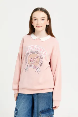 Senior Girls Pink Twofer Sweatshirt