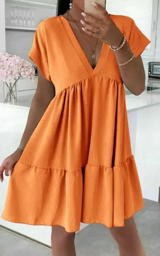 Shyla V-Neck Smock Dress