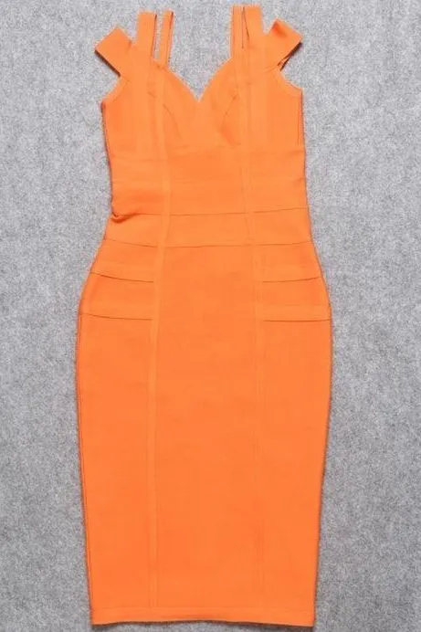 Sia Bandage Dress - Apricot Orange