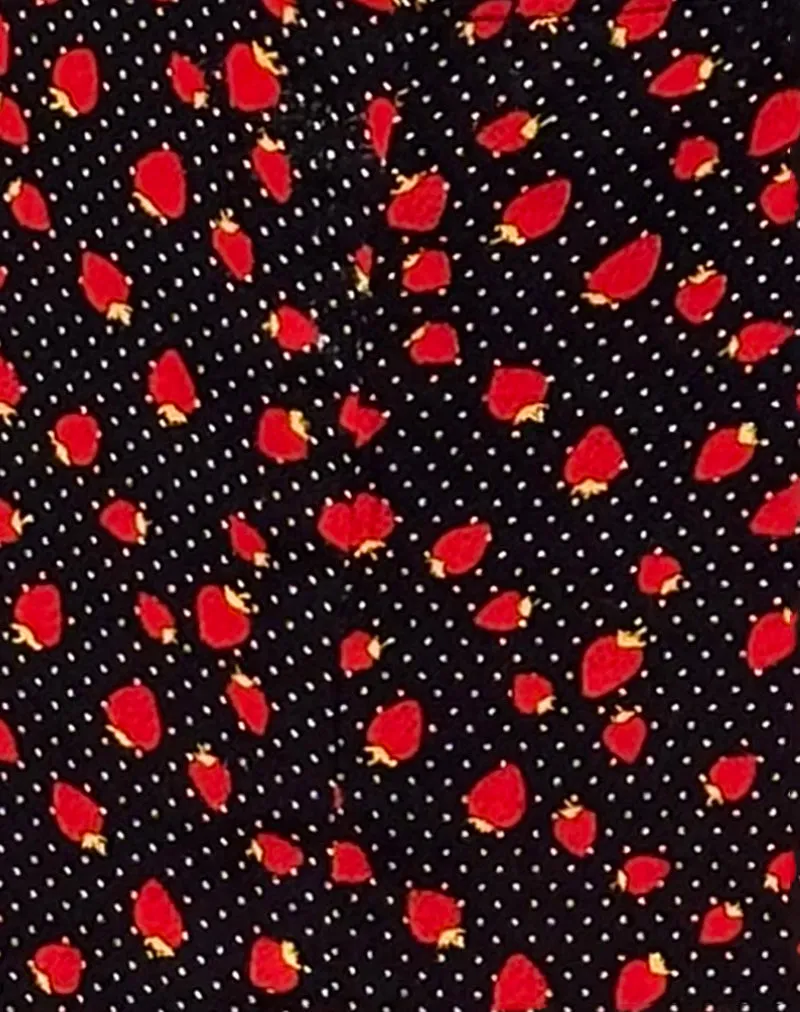 Sima Midi Skirt in Strawberry Polka Black