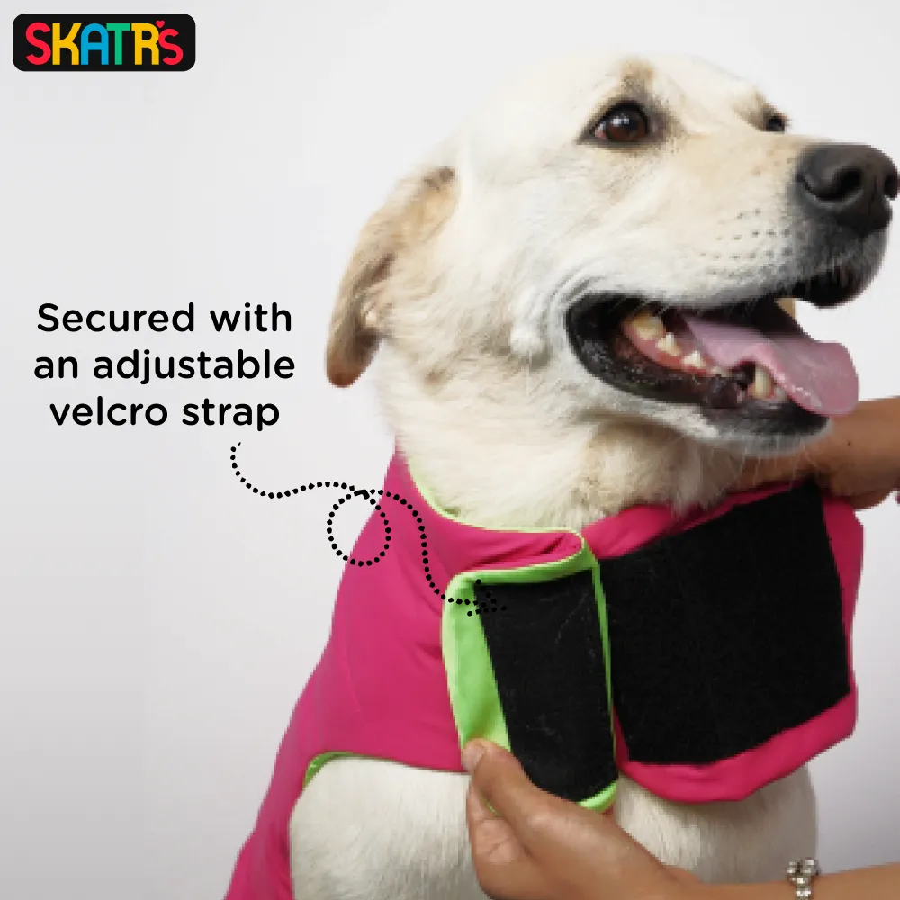 Skatrs Vibrant Hot Pink Reversible Puffer Jacket for Dogs and Cats with Adjustable Velcro Closure