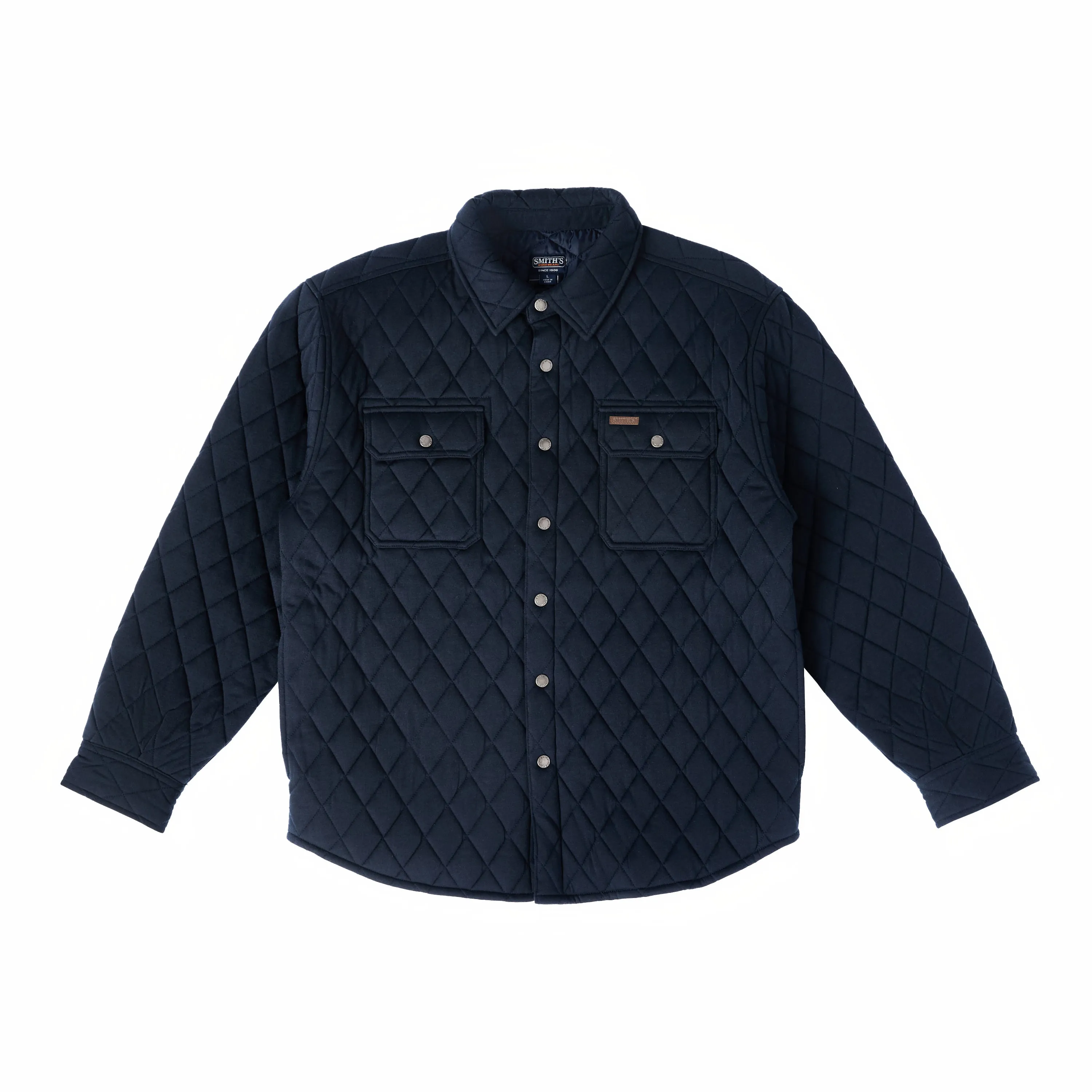 SNAP CLOSURE DIAMOND QUILTED KNIT SHIRT JAC