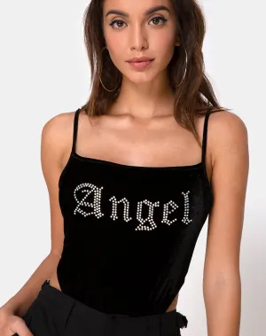 Solemo Bodice in Black with Angel Diamante Hot Fix