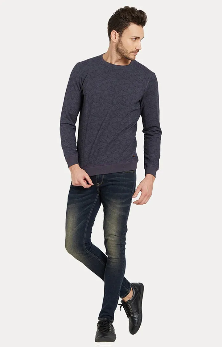 Spykar Grey Printed Slim Fit Sweatshirt