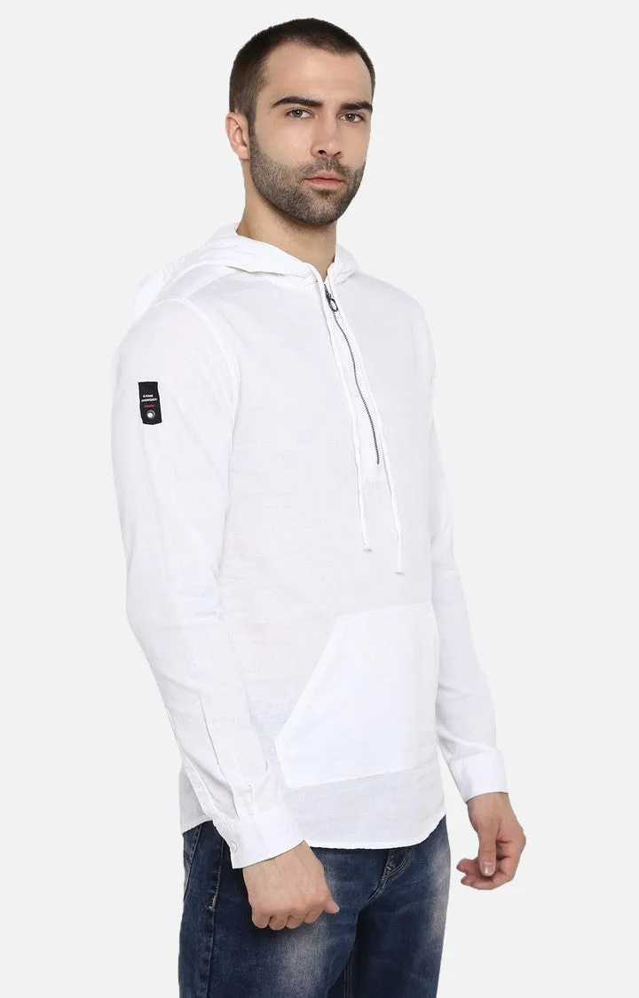 Spykar White Solid Slim Fit Hoodies