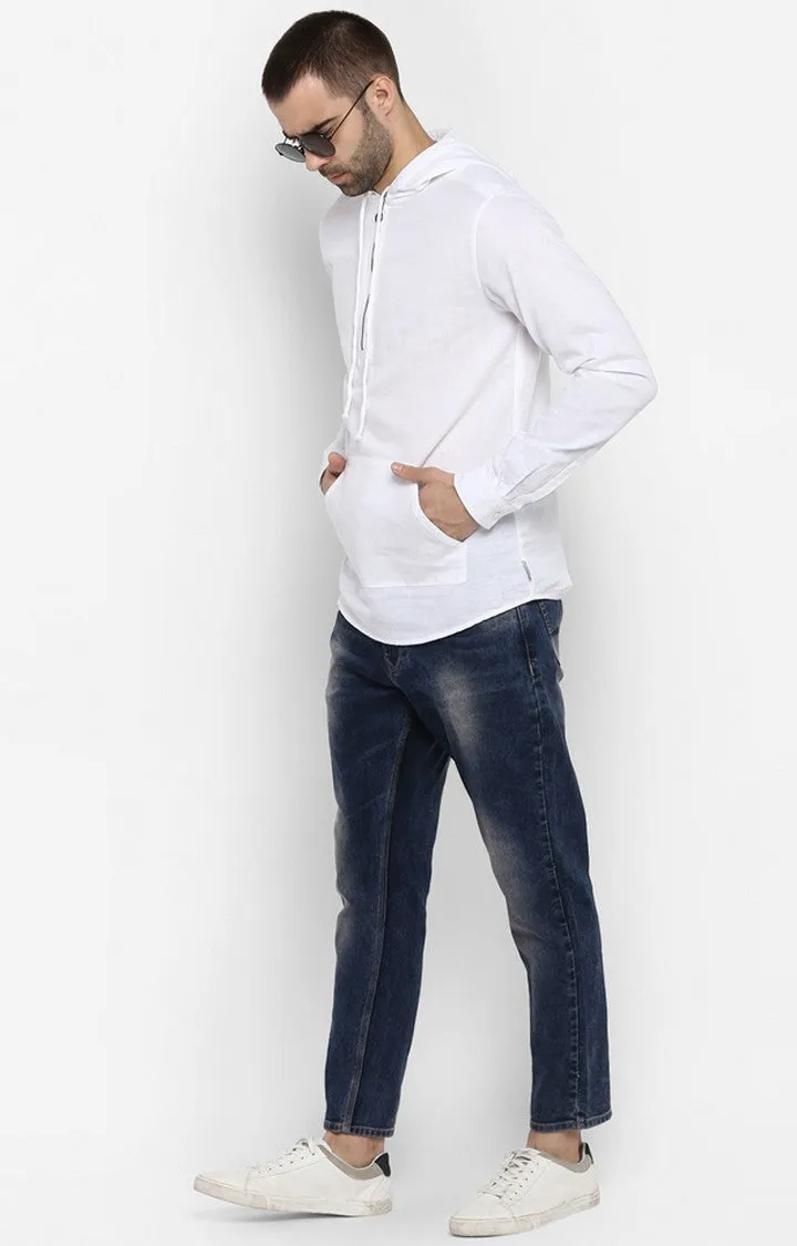 Spykar White Solid Slim Fit Hoodies