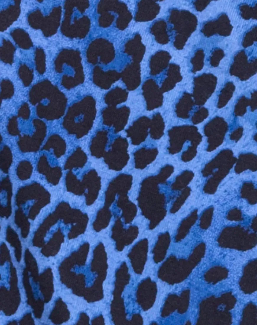 Sunny Kiss Oversize Tee in Leopard Royal Blue