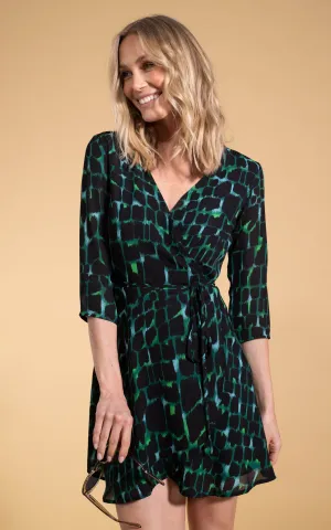 Teagan Mini Dress in Green Alligator