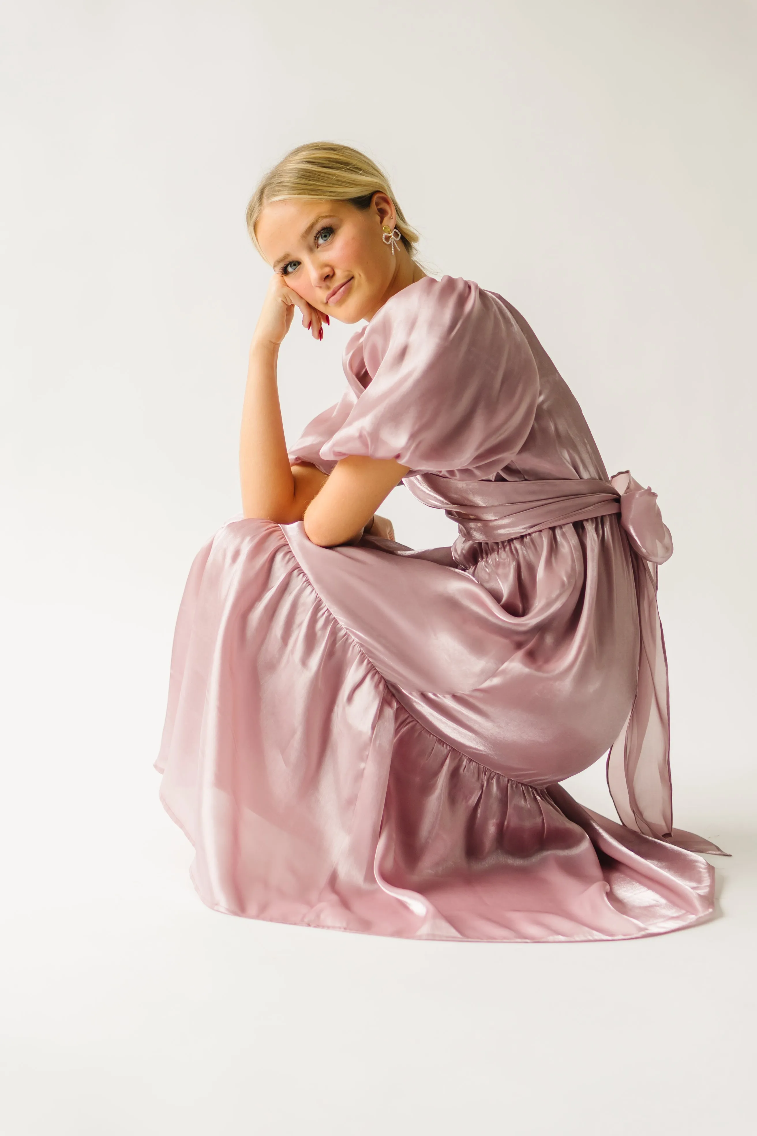 The Dunyon Tiered Wrap Dress in Mauve