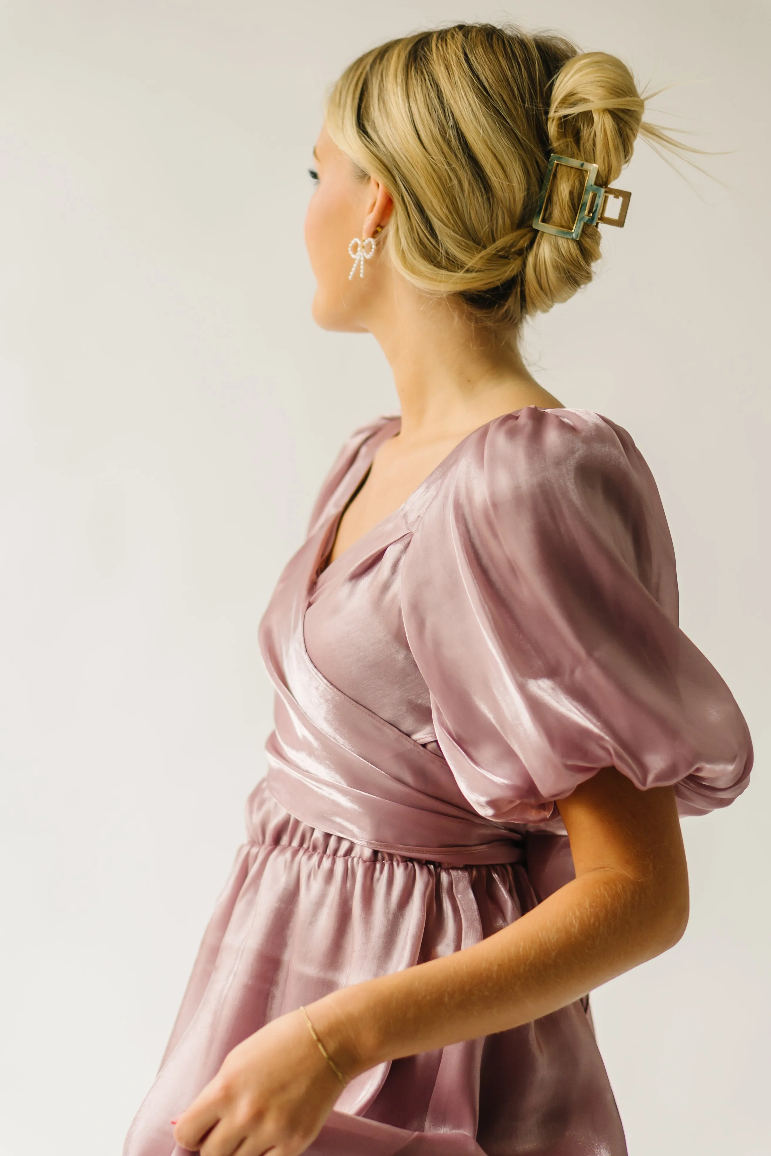 The Dunyon Tiered Wrap Dress in Mauve