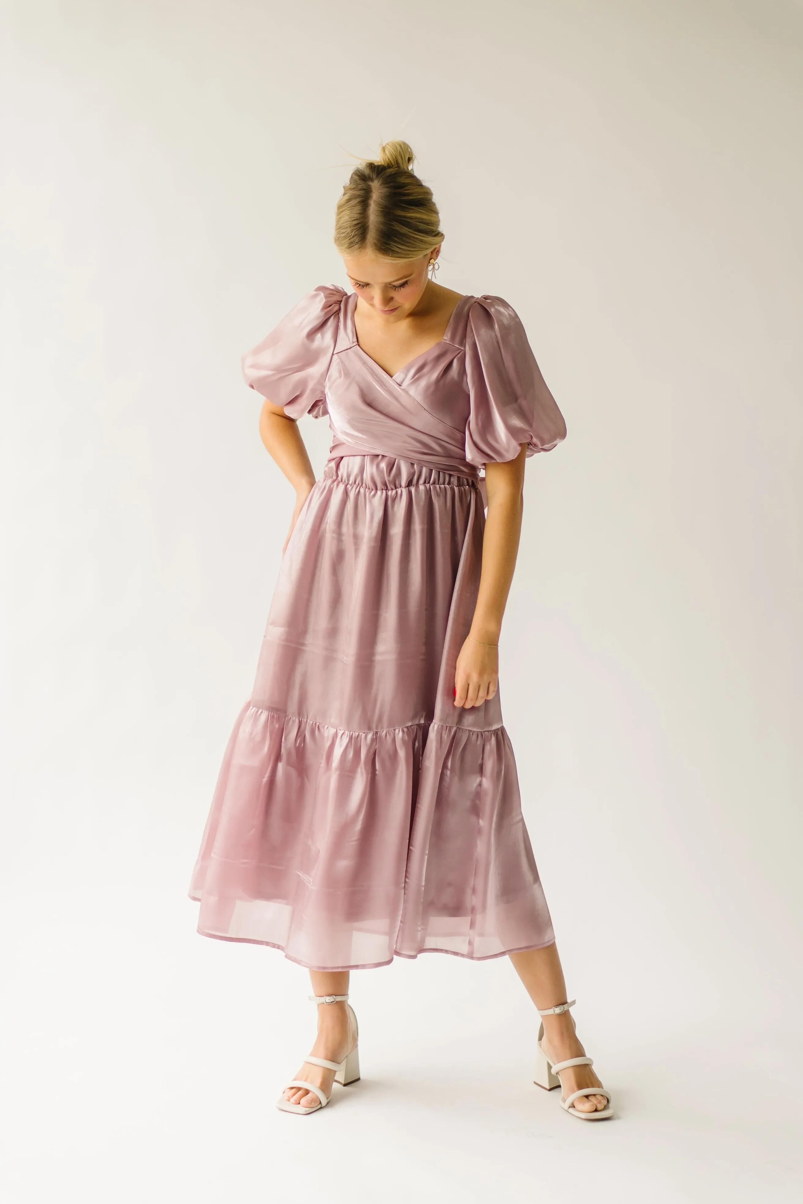 The Dunyon Tiered Wrap Dress in Mauve