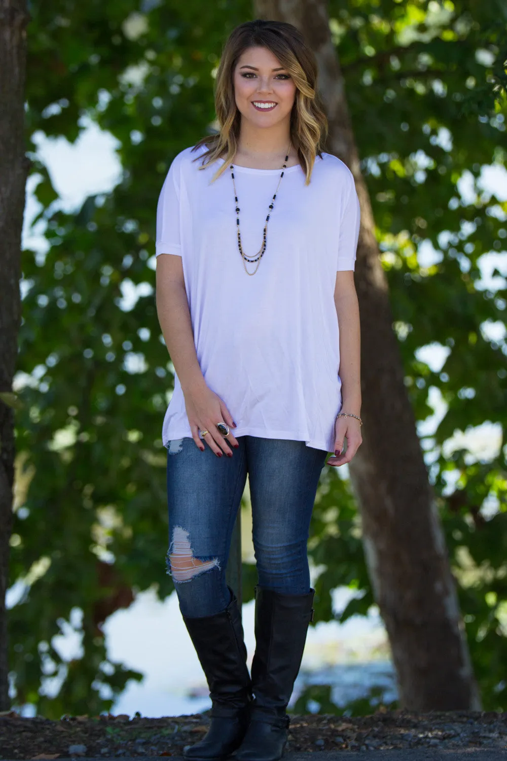 The Perfect Piko Short Sleeve Top-White