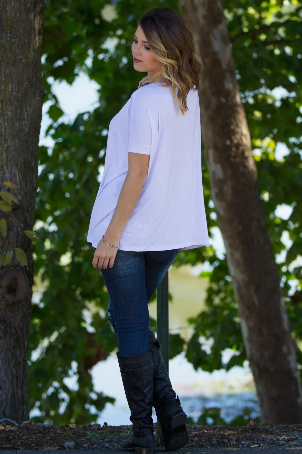 The Perfect Piko Short Sleeve Top-White