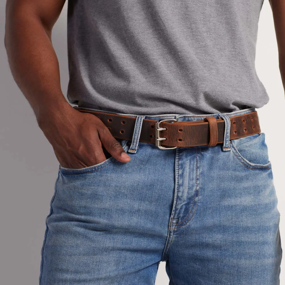 The Woodstock Double Prong Retro Style Jean Belt - 1.5"