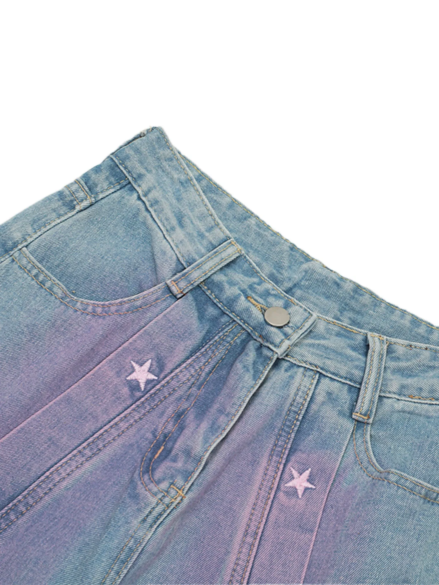 Thesupermade American Retro Spray-painted Star Embroidered Jeans