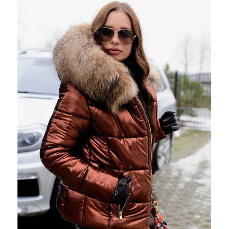 Thickened Fur Collar Cotton-padded Waterproof Hooded Coats