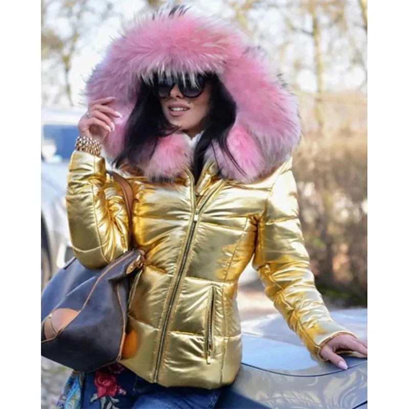 Thickened Fur Collar Cotton-padded Waterproof Hooded Coats