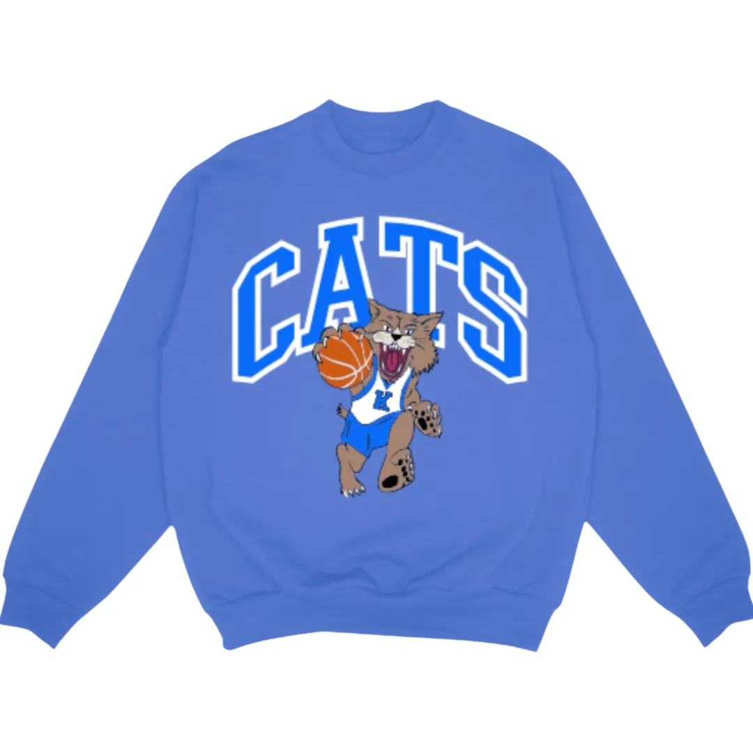 VINTAGE CATS CREWNECK IN ROYAL