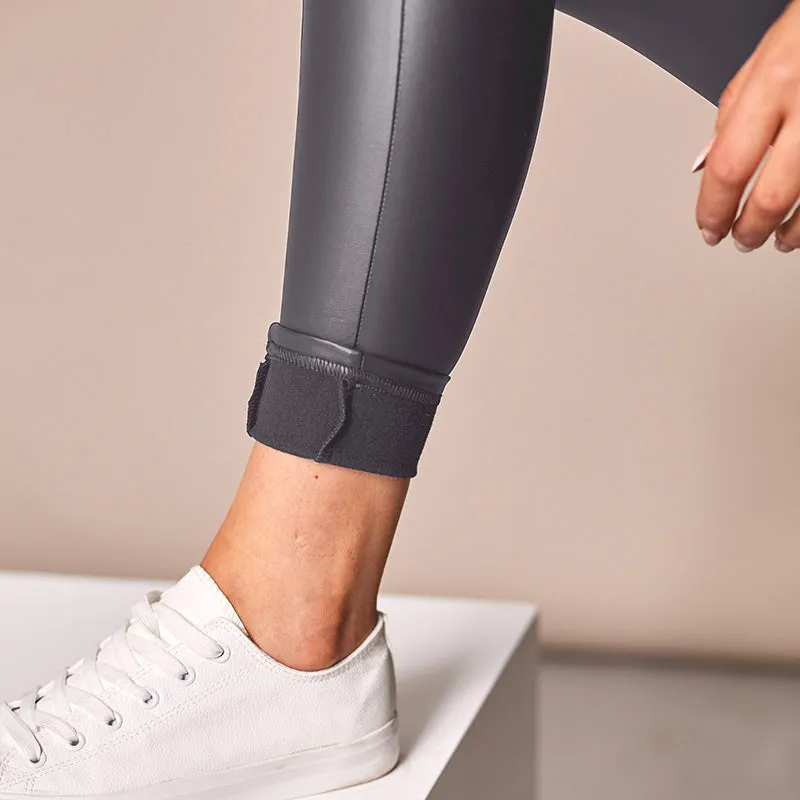 Wet Look Biker Leggings (Charcoal)