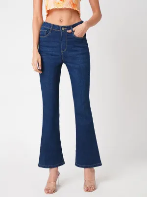 Women High-Rise Mini Flare Jeans