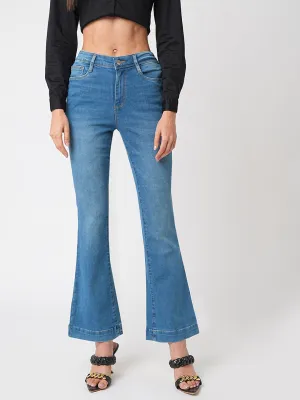 Women High-Rise Mini Flare Jeans