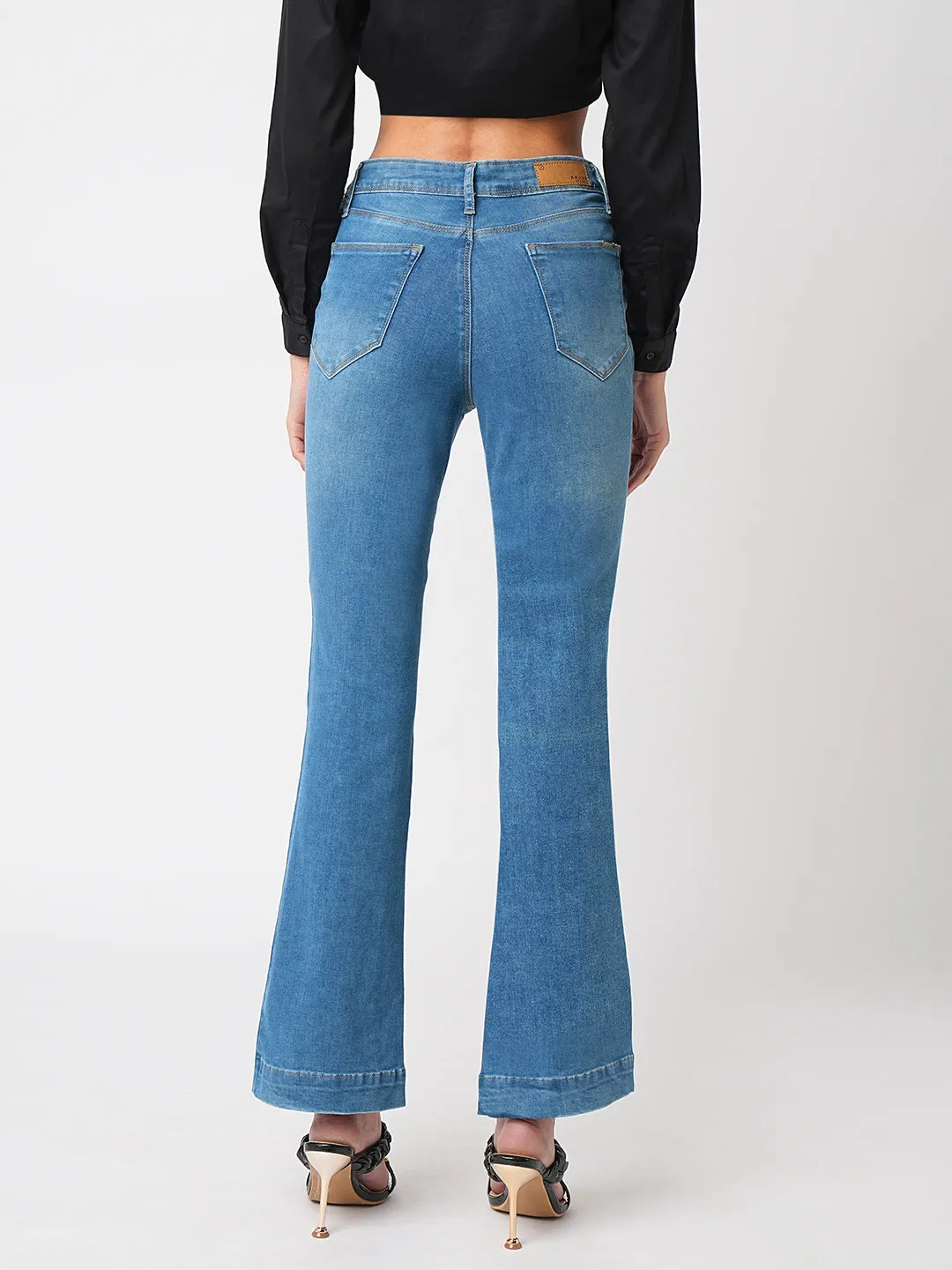 Women High-Rise Mini Flare Jeans