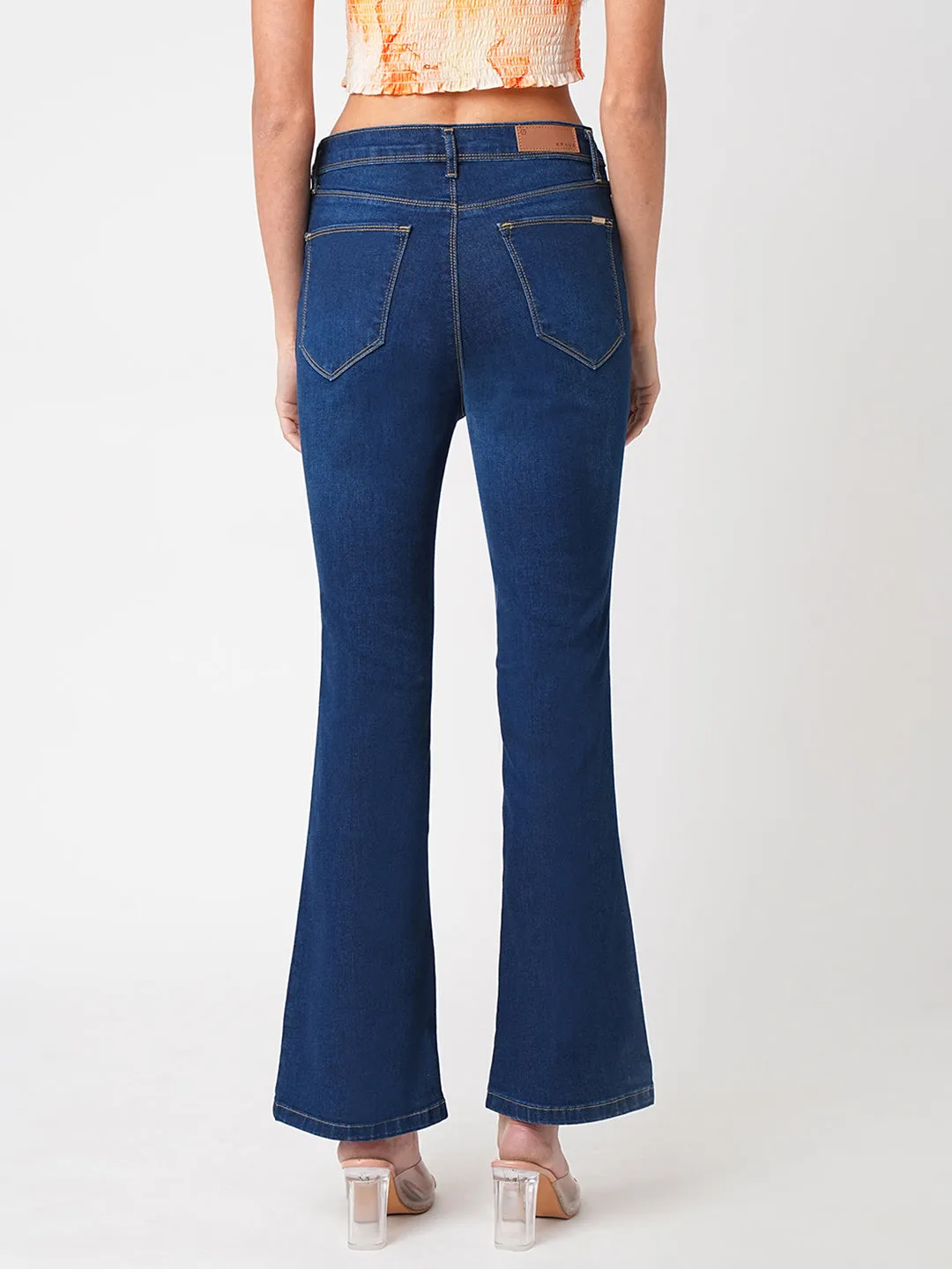 Women High-Rise Mini Flare Jeans