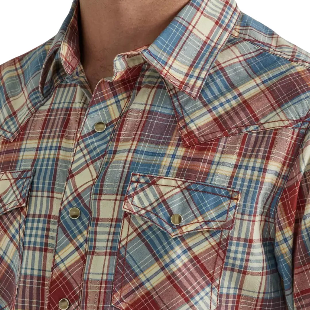 Wrangler Men's Plaid Retro Red And Blue Shirt