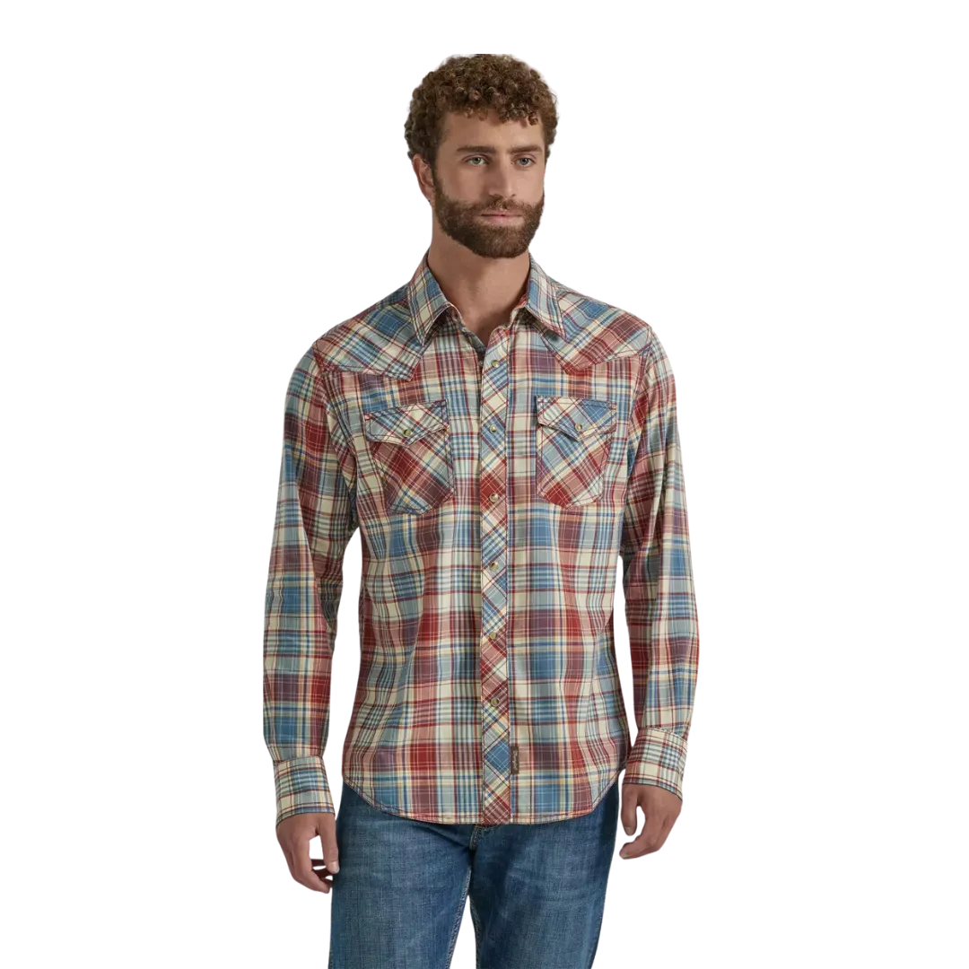 Wrangler Men's Plaid Retro Red And Blue Shirt